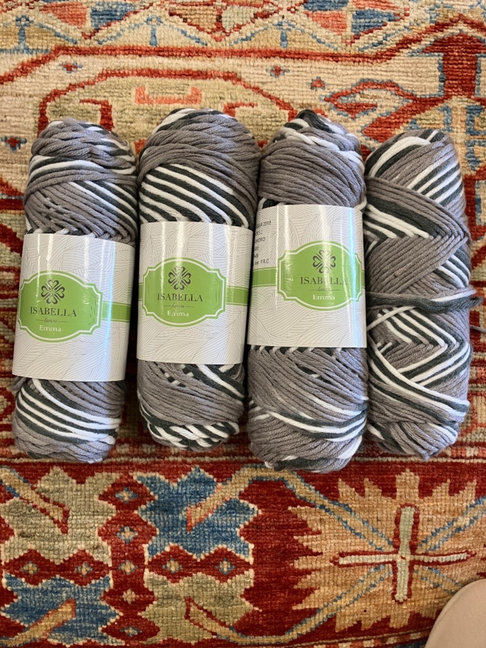 New Grey, White & Green Acrylic Yarn 100g - From Spain
